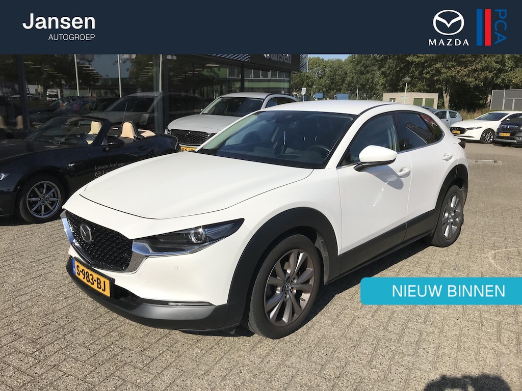 Mazda CX-30 2.0 e-SkyActiv M Hybrid Automaat, 18 Inch LMV, Apple Carplay, HUD, Clima Navi, Adap. Cruise, Handsfree, LKA, BSM, SBS