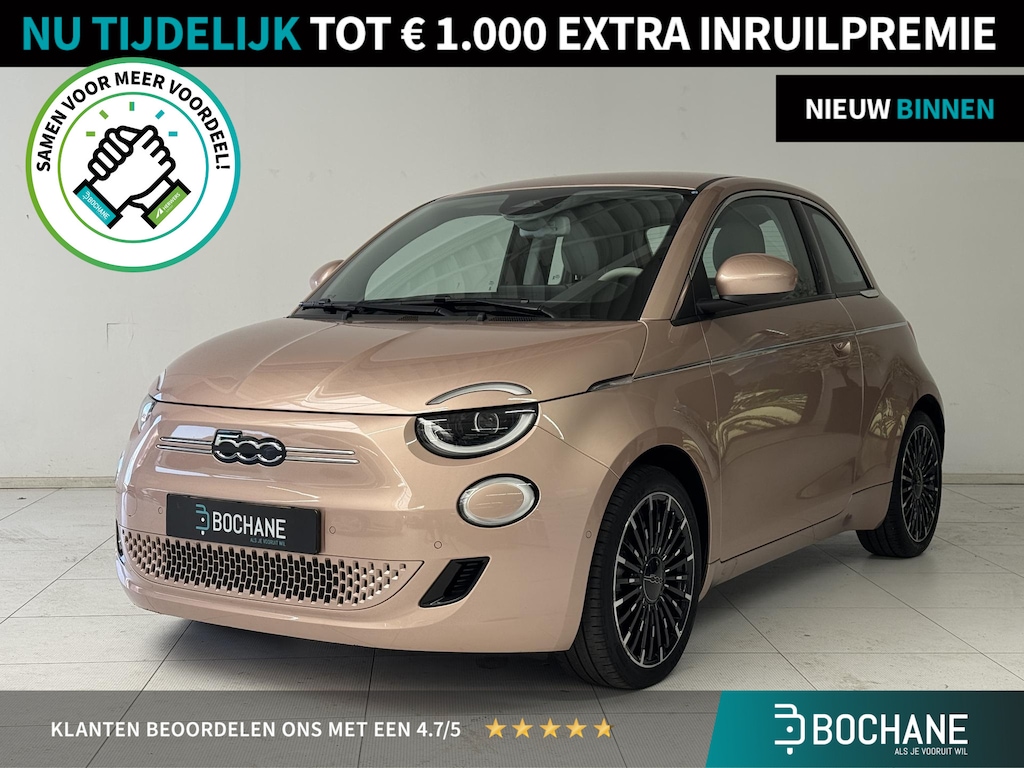Fiat 500 3+1 La Prima 42 kWh | SOH 92,7% | Stoelverwarming | Navigatie | Camera | Leder |