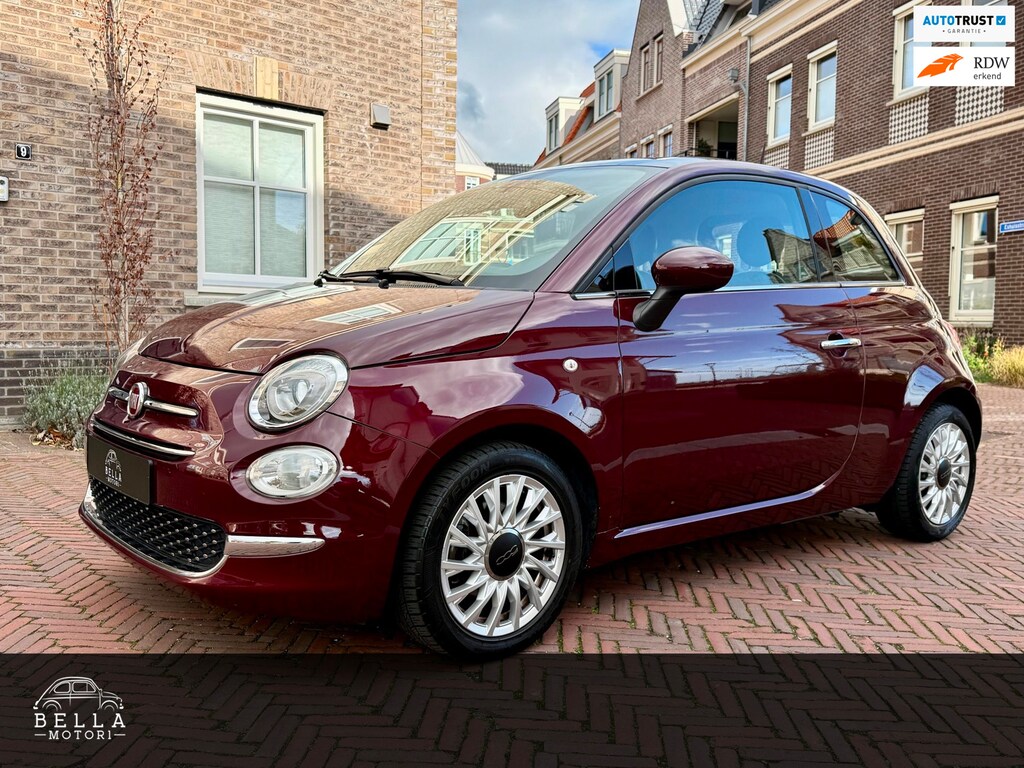 Fiat 500 0.9 TwinAir Lounge | RIJKLAARPRIJS | Unieke Bordeaux Kleur | Panoramadak | Navigatie | NAP