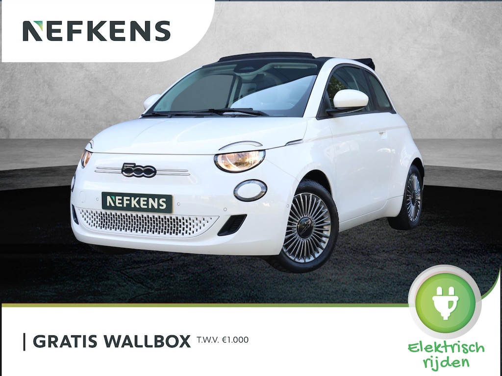 Fiat 500e Icon 42 kWh Cabrio | ACCU 95% | Achteruitrijcamera | Stoelverwarming | Parkeersensoren v+a | 16'' LM velgen