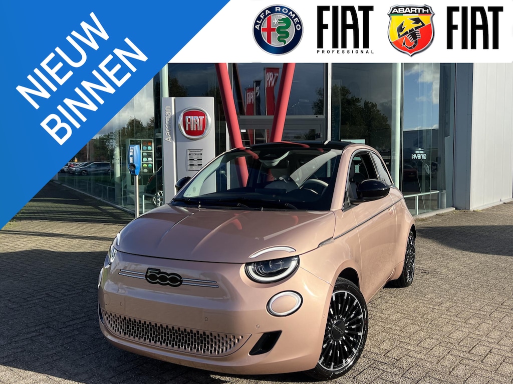 Fiat 500e La Prima 42 kWh | Rosé Gold | Full option | Camera | Stoelverwarming | LED | Leder