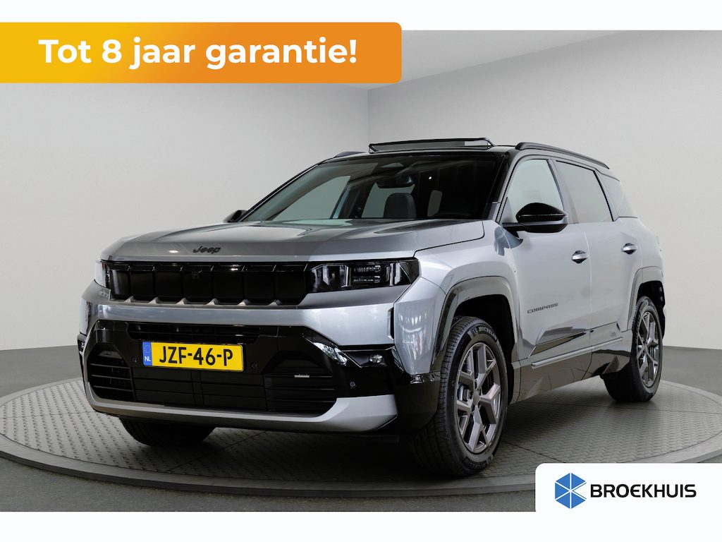 Jeep Compass 1.2 e-Hybrid First Edition | Tot 8 Jaar Garantie | Schuif-Kanteldak | Lederen bekleding | Focal Sound | Stoel & Stuurwielverwarming |
