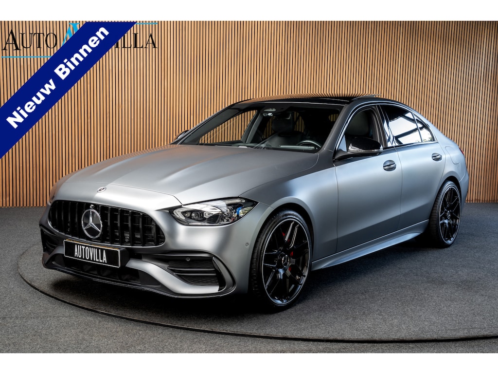Mercedes-Benz C-klasse 300 e AMG Line Pano Leer 360° Memory Distronic+ HUD Matrix Laser LED Burmester Navi LED Nightpack Elektr. trekhaak PTS Ambient Plus Elekt. achterklep LM velgen