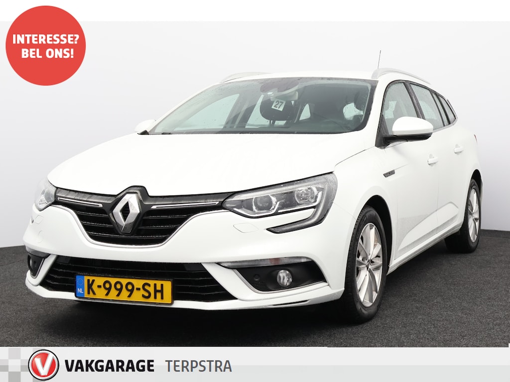 Renault Megane Estate 1.3 TCe Limited/ Apple + Android/ 16'' LMV/ Lane-Assist./ Grootlicht Assist./ Stoelverw./ Navi/ Clima/ Cruise/ Elek. pakket/ Isofix/ Bluetooth/ Armsteun/ Multi. LEDER. Stuur/ Mistl./ PDC/ Chroom.