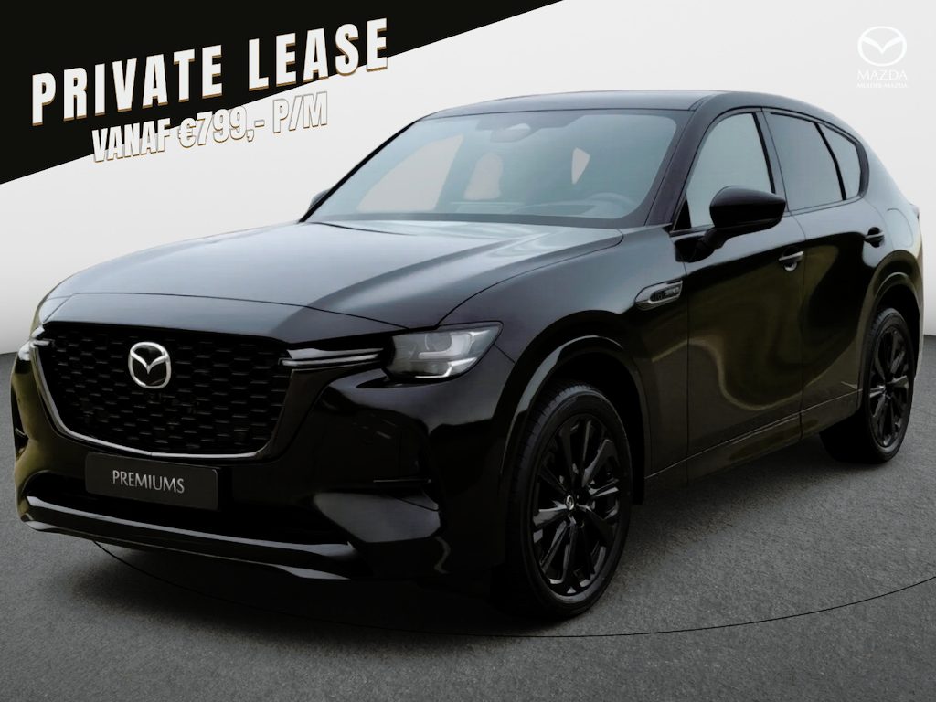 Mazda CX-60 e-Skyactiv PHEV Homura Business Edition | 12,3-inch TFT-kleurendisplay met bediening via centrale HMI Commander, touchscreen (voor Apple CarPlay / Android Auto™) of voice control | 12,3-inch digitale meterset | 20-inch lichtmetalen velgen, Black