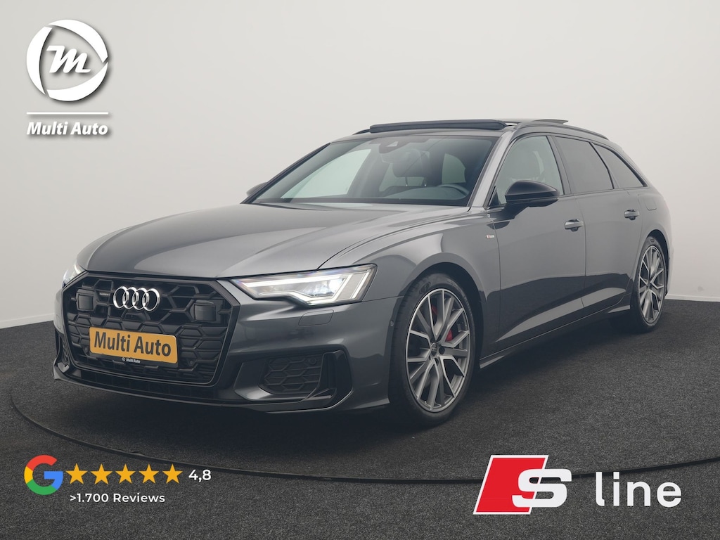 Audi A6 Avant 55 TFSI e Quattro 2x S Line PHEV 367pk Dealer O.H. | Trekhaak Af Fabriek | Panodak | Matrix LED | Alcantara Sportstoelen Memory & Verwarmd | Camera | Keyless | 20"L.M | Navigatie | DAB | Cruise Control | Plug In Hybrid |