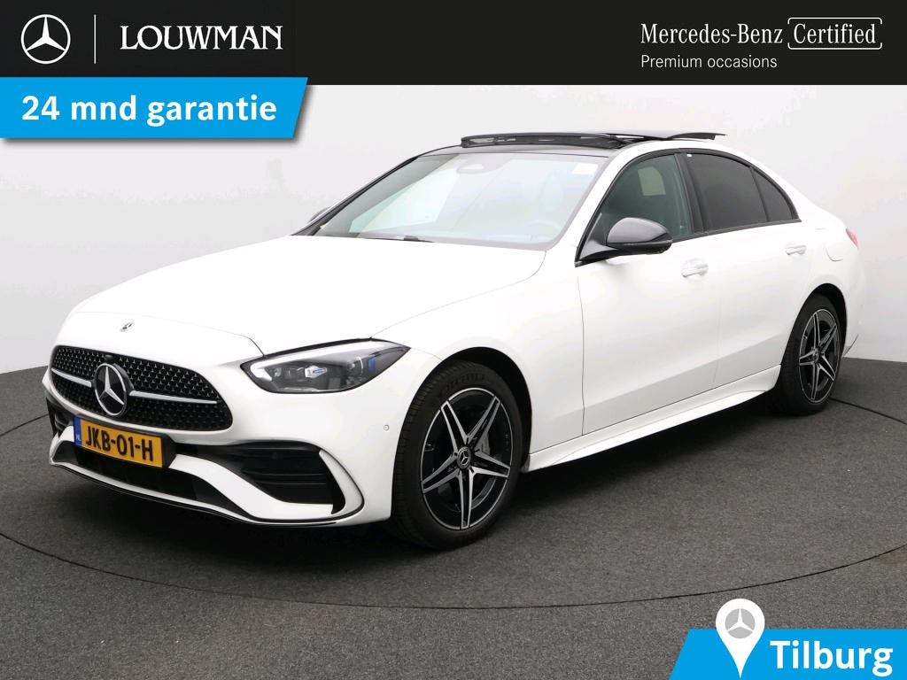 Mercedes-Benz C-klasse 300 e Business Solution AMG AMG Line | Night Pakket | Panoramadak | Parkeerpakket met 360°-camera | Alarm | Sfeerverlichting | Digital Licht. Inclusief 24 maanden MB Certified garantie voor Europa.