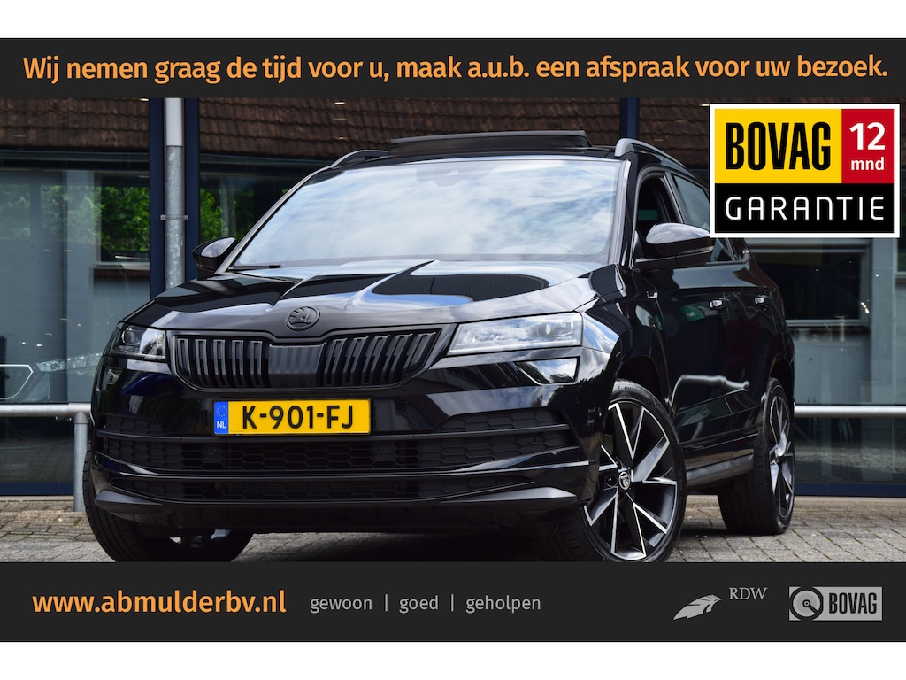 Skoda Karoq 2.0 TSI 4x4 Sportline Business DSG Automaat | BOVAG Garantie | Unieke Auto! | Trekhaak | Panoramadak | Camera | Adaptive Cruise Control | 19'' Velgen | Stoelverwarming | Canton |