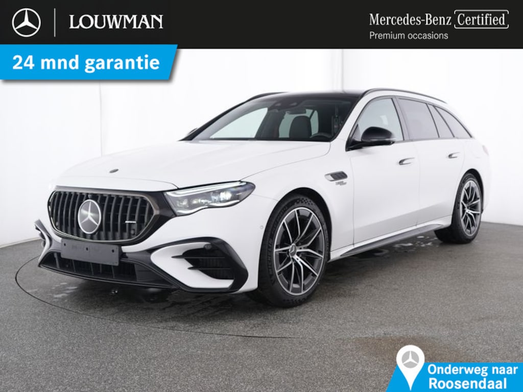 Mercedes-Benz E-klasse Estate Mercedes-AMG 53 4MATIC+ Nightpakket Premium Plus | Panoramadak | Trekhaak | Rijassistentie Pack | Burmester® | Head Up | Superscreen | AMG Driver Pack | Inclusief 24 maanden Mercedes-Benz Certified garantie voor Europa.