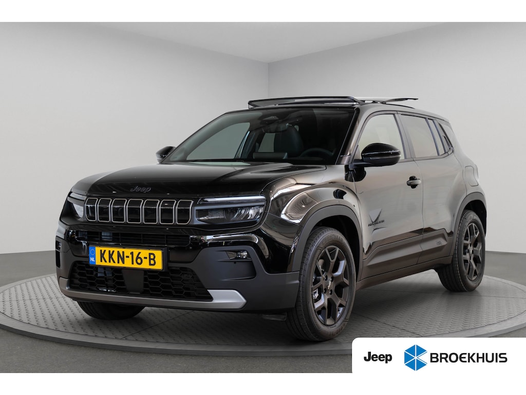 Jeep Avenger Black Edition 54 kWh | Tot 8 Jaar Garantie | Lederen bekleding | Schuif-Kanteldak | Camera | Stoel Massage | Camera | Elektrische Achterklep | Navigatie |