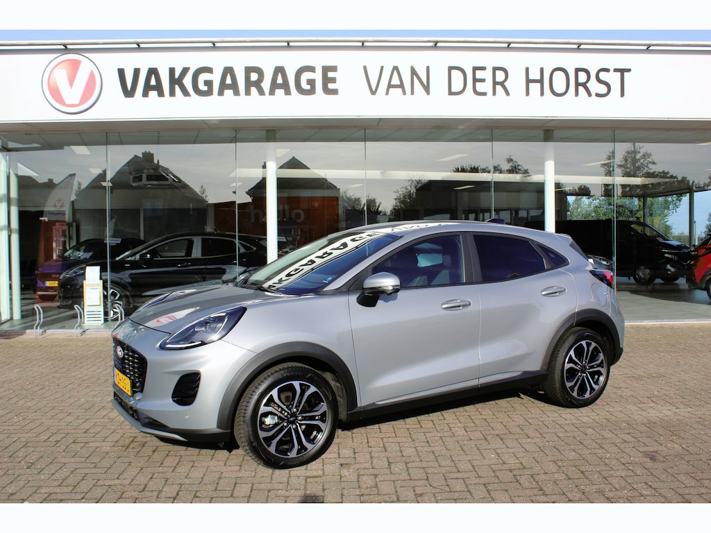 Ford Puma 1.0-125pk EcoBoost Mild-Hybrid Titanium. Z.g.a.n., slechts 3.700km ! Fabrieksgarantie t/m 15-04-2029 ! Autm. airco, navigatie, bluetooth telefoonvoor., winterpakket, rij assistent pakket, metallic lak, etc.