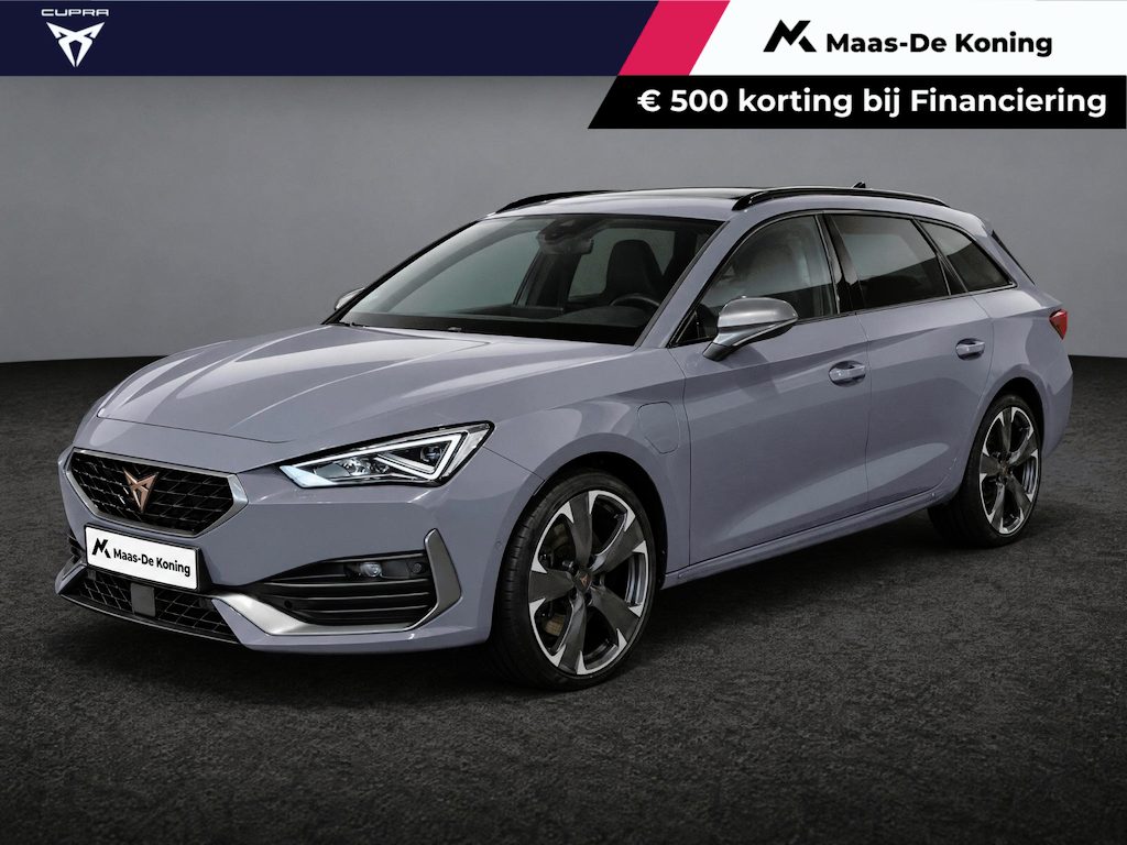 CUPRA Leon Sportstourer 1.4 e-Hybrid 245pk VZ Performance · Panoramadak · Lederen bekleding · Camera · Apple/Android Car Play · Stoel & Stuurwiel verwarming · Elektrische stoelverstelling ·