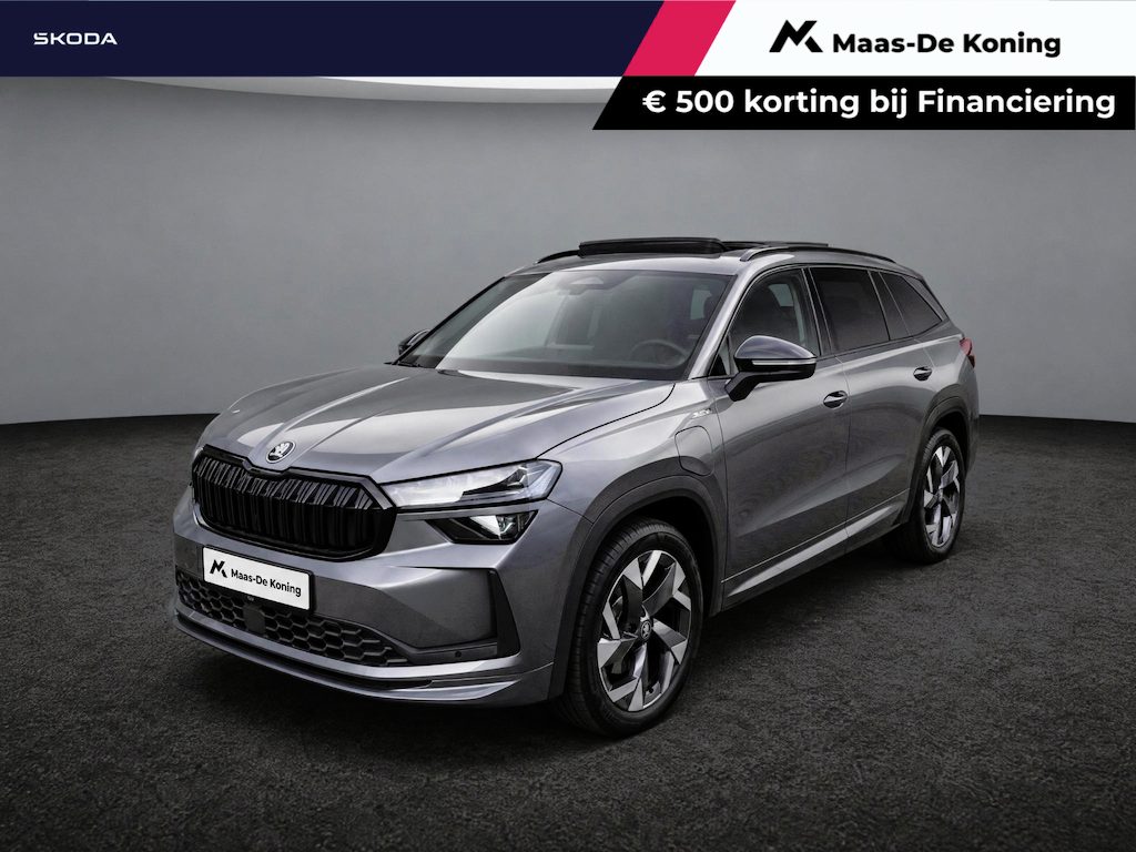 Skoda Kodiaq 1.5 TSI 204pk DSG PHEV Sportline Business · Panoramadak · Wegklapbare Trekhaak · Camera · Elek. Voorstoel · P-Sensoren · 19'' Inch · Garantie t/m 29-06-2030 of 100.000km