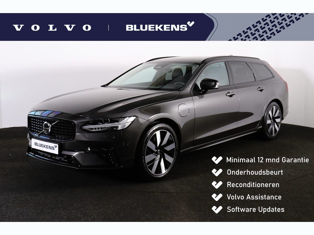 Volvo V90 T6 Recharge AWD Plus Dark - IntelliSafe Assist & Surround - 360º Camera - Adaptieve LED koplampen - Verwarmde voorstoelen, stuur & achterbank - Parkeersensoren voor & achter - Elektr. bedienb. voorstoelen met geheugen - Extra getint glas - Inklapbare trekhaak - 19' LMV