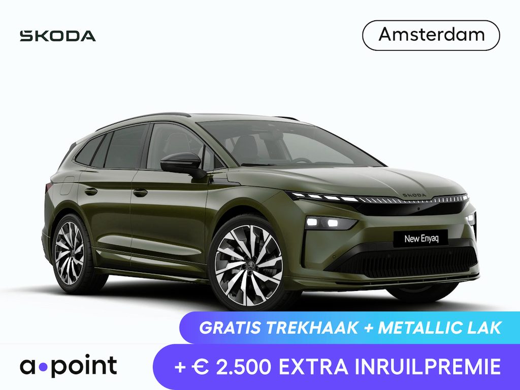 Skoda Enyaq 85 Sportline Tour Edition 286 pk | Winter Pakket | Panorama Dak | Trekhaak | Business Upgrade pakket - Advanced | Velgen: 21" lichtmetalen velgen Supernova, zwart gepolijst
