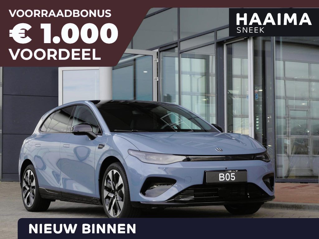 Leapmotor B05 ProMax Design 67.1 kWh | Panoramadak | Elektrisch verstelbare stoelen | Stuurwiel verwarming | Apple carplay/Android auto | Sfeerverlichting | Regensensor | Privacyglas | 19 inch lichtmetalen velgen