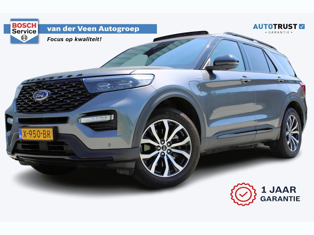 Ford Explorer 3.0 V6 EcoBoost PHEV ST-Line | Incl. 12 maanden garantie | 7-persoons | Trekhaak | Stoel/stuur verwarming | Stoelventilatie | Adaptieve cruise control | Climate control | Apple carplay/Android auto | Memory seat | Schuif/kantel dak |