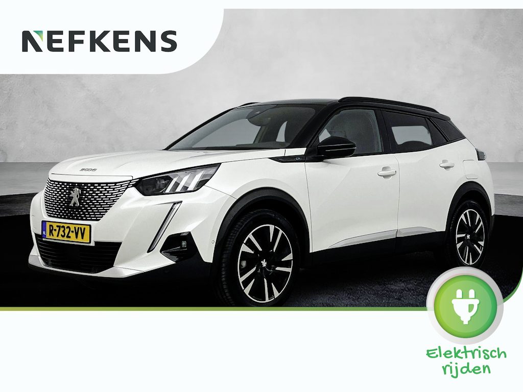 Peugeot e-2008 SUV EV GT Pack 50 kWh 136pk | Accu 96% | Navigatie | Achteruitrijcamera | Full Led koplampen | Sportstoelen Leder/Alcantara | 3D Cockpit | Keyless | Parkeersensoren v+a | Adaptieve Cruise Control | Dodehoeksensor | Apple Carplay / Android Auto | DAB+ radio | Sfeerverlichting | Donker getint glas | 18" lichtmetalen velgen |