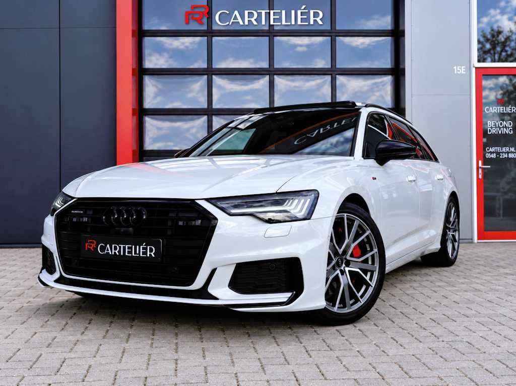 Audi A6 Avant 55 TFSI e S-Line Quattro Competition 367PK | 360 | Pano | Stoelventilatie | Stoelmassage & Verwarming Voor & Achter | Leder | Memory | Keyless | Origineel 20'' | Matrix Led | Digital Dash | Trekhaak | Sfeerverlichting+ | Afgevlakt Stuur