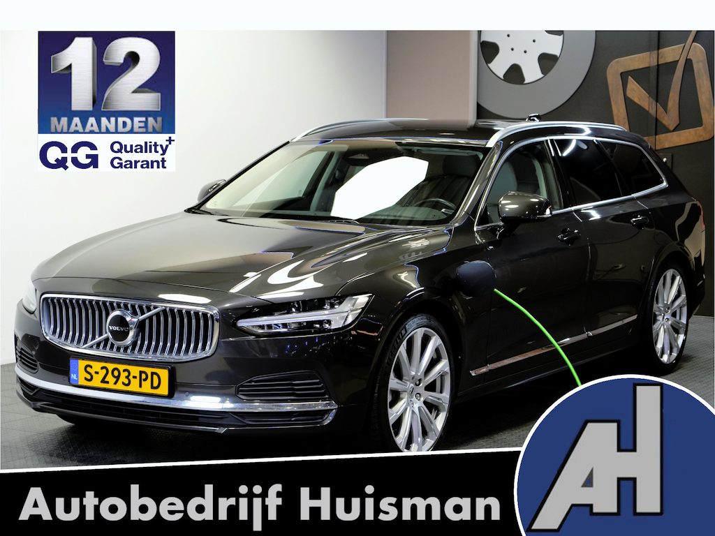 Volvo V90 2.0 T8 AWD 335kW/456pk Aut8 Plug-in hybrid Plus Bright HARMAN/KARDON + EL.TREKHAAK + SPORTSTOELEN + ADAPT.CRUISE + STANDKACHEL + STOEL-&STUURVERWARMING + LEDEREN DASHBOARD + LED KOPLAMPEN + CAMERA + ZITVERHOGERS + PARKSENSOREN + 20" LM-VELGEN!!