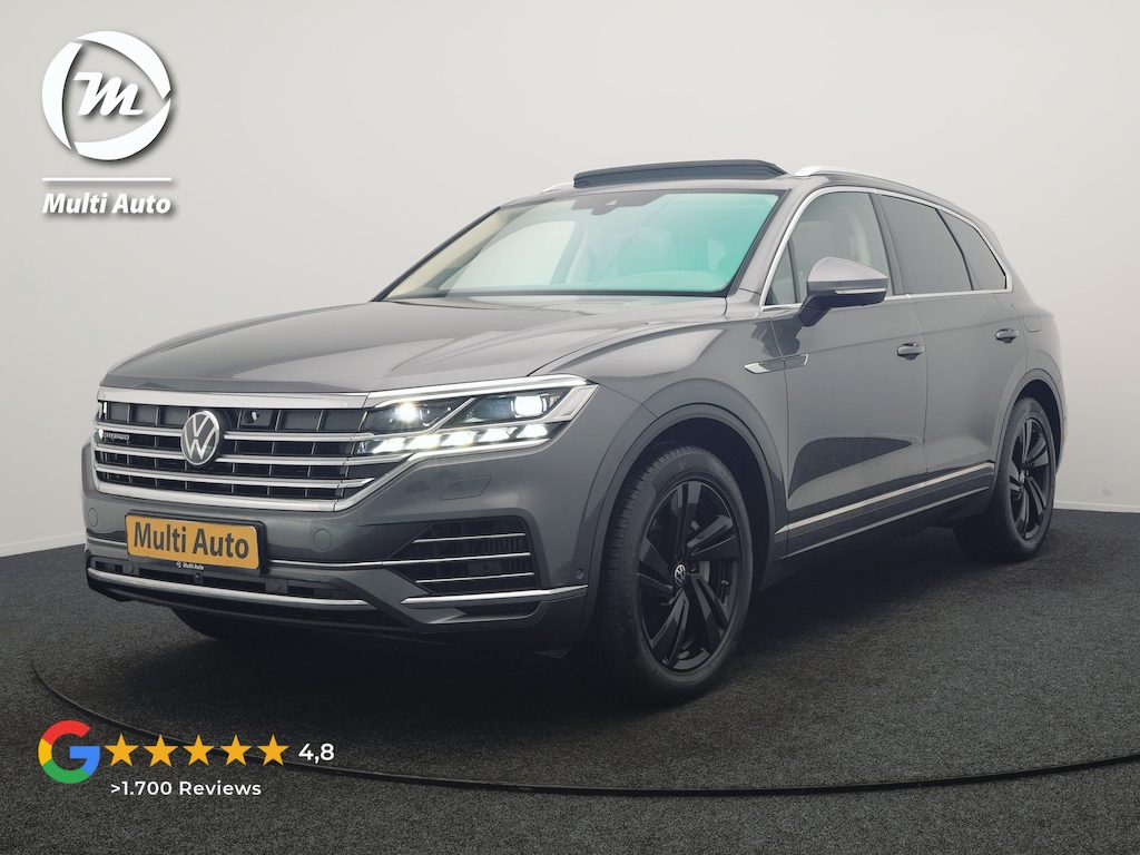 Volkswagen Touareg 3.0 TSi eHybrid 4MOTION PHEV 381pk Dealer O.H. | SOH 91,3% | Trekhaak Af Fabriek | Luchtvering | Panodak | Adaptive Cruise | Dynaudio | 360 Camera | Head Up | Lederen Comfortstoelen Memory & Verwarmd | Sfeerverlichting | Stuur Verwarmd | Keyless | Apple Carplay | 20"L.M | Plug In Hybrid |