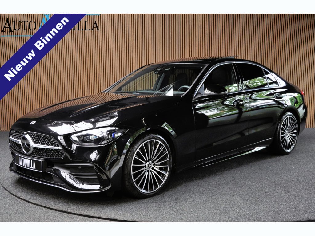 Mercedes-Benz C-klasse 300 e AMG Line Pano Leer 360° Memory Distronic+ HUD Matrix Laser LED Navi LED Nightpack Elektr. trekhaak PTS Ambient Plus LM velgen