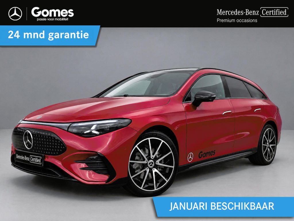 Mercedes-Benz CLA Shooting Brake 250+ Business Solution AMG | Leder Zwart | Premium Pakket | Night Pakket | Winter Pakket | Trekhaak | Panoramadak | MBUX Superscreen | 360° Camera | Adaptieve Cruise Control | Dodehoekassistent | Verkeersbordenassistent | Sportstoelen | Elektrisch Verstelbare Stoelen + Memory | Massage Functie | Stoelverwarming | Stuurverwarming | Sfeerverlichting | Sierdelen Bruin Eikenhout met Aluminium Lijnen | Apple CarPlay | Android Auto | Elektrische Achterklep | Achteruitrijcamera | Parkeersensoren