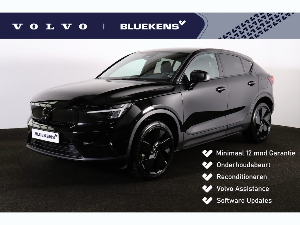 Volvo EC40 Extended Range Plus Black Ed. 82 kWh - Panoramadak - IntelliSafe Assist & Surround - 360º Camera - Verwarmde voorstoelen, stuur & achterbank - Parkeersensoren voor & achter - Elektr. bedienb. bestuurdersstoel met geheugen - Draadloze tel. lader - Extra getint glas - 20' LMV