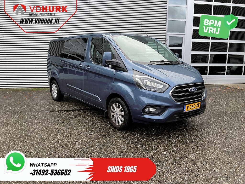 Ford Transit Custom 2.0 TDCI 170 pk Aut. L2 Limited DC Dubbel Cabine MARGE Bi-Xenon/ 2x schuifdeur/ Adapt.Cruise/ Stoelverw./ Carplay/ Navi/ Camera/ LMV/ PDC/ Airco