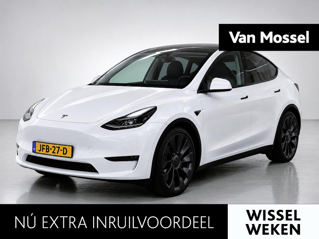 Tesla Model Y Performance AWD 75 kWh | Lage KM std. | Panorama dak | Stoel verwarming | Leder | Navigatie | Climate control | Camera | Parkeer sensoren | LED | Elec. achterklep
