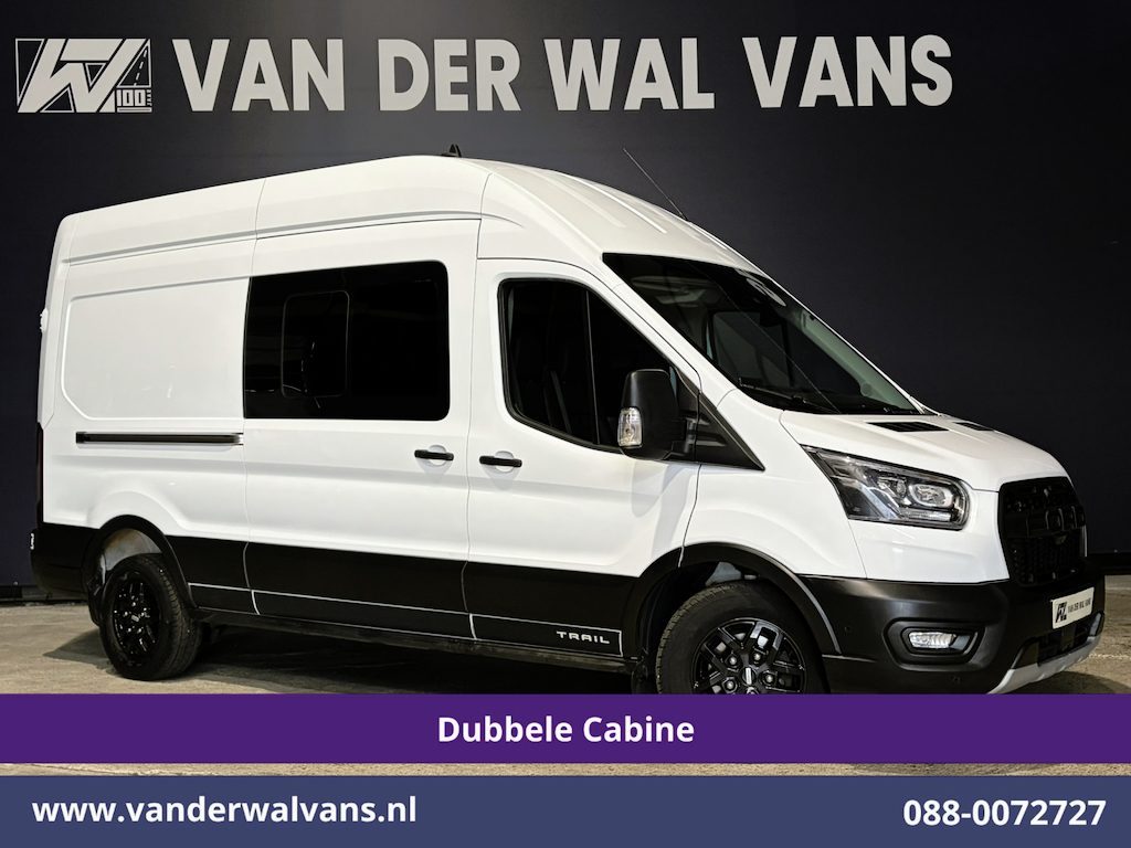 Ford Transit 2.0 TDCI 131pk L3H3 Dubbele Cabine Euro6 Inrichting Airco | 6-Zits | Camera | Apple Carplay | Xenon Navigatie, Leder, Android Auto, Cruisecontrol, LED, LM Velgen, Stoelverwarming, Verwarmde Voorruit, Parkeersensoren, Bijrijdersbank