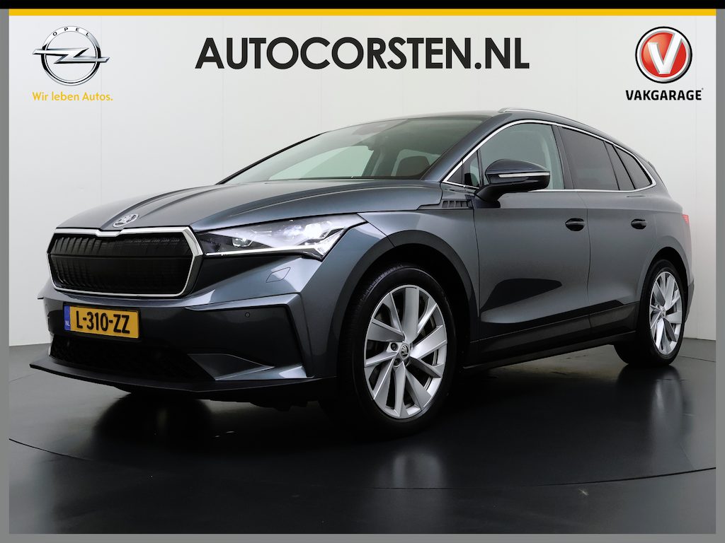 Skoda Enyaq iV 80 204PK Pano-Dak Adap.Cruise Warmtepomp 3-Zone 20" SOH 90% Ecc Stuur+Stoelverwarming Camera Assistentie Pakket Plus Comfort Plus Matrix Led Keyless Apple Carplay Android Auto Draadloze telefoonlader Elek.Achterklep Privacy Glas Dealeronderhouden 1e Eigenaar