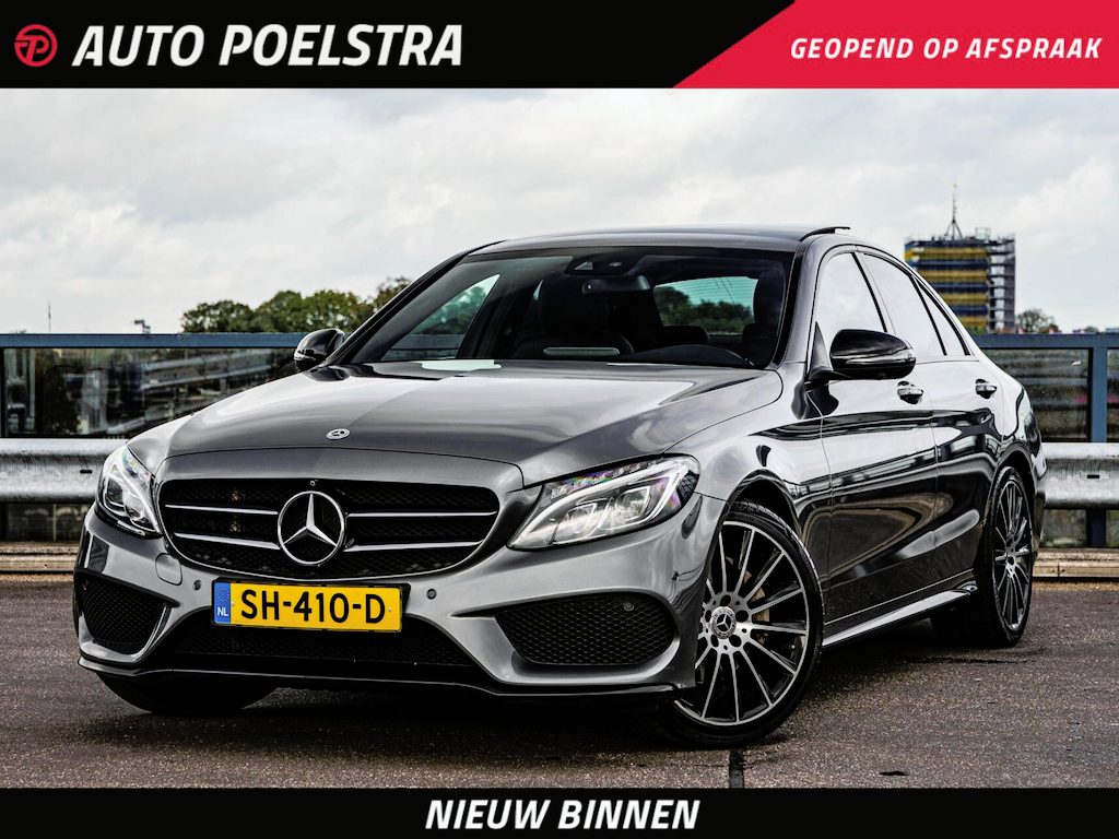 Mercedes-Benz C-klasse 180 AMG Night Edition | Panoramadak | Burmester | Memory | 360 Camera | Leder | LED | Sfeerverlichting | Stoelverwarming | 19"