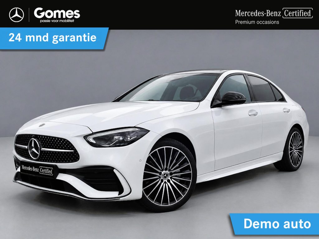 Mercedes-Benz C-klasse 300 e 140 Years Edition | AMG Line Plus Pakket | Comfort Pakket Plus | Night Pakket | Winter Pakket | Panoramadak | 360° Camera | Burmester 3D Surround Sound | DISTRONIC Afstandsassistent | Dodehoekassistent | Verkeersbordenassistent | Apple CarPlay | Android Auto | Elektrisch Verstelbare Stoelen + Memory | Stoelverwarming | Stuurverwarming | Sfeerverlichting | Sierdelen Hout Aluminium Lines Zwart | Elektrisch Inklapbare Buitenspiegels | Parkeersensoren