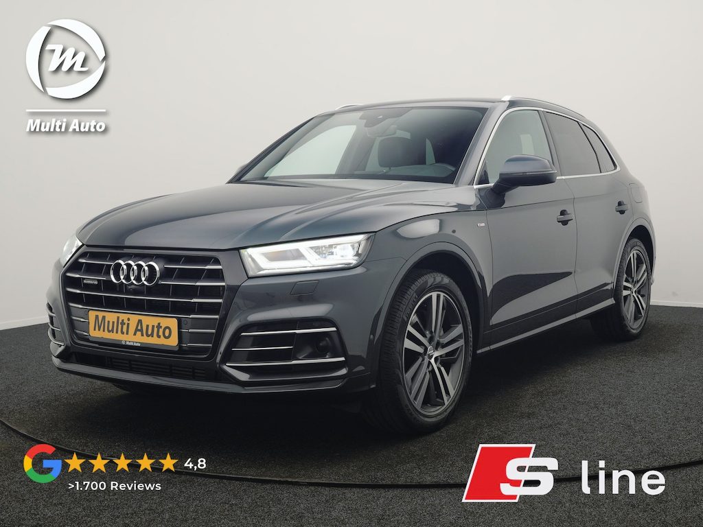 Audi Q5 55 TFSI e Quattro 2x S Line PHEV 367pk Dealer O.H. | SOH 84,8% | Trekhaak Af Fabriek | Luchtvering | Adaptive Cruise | 360 Camera | Head Up | Matrix LED | Alcantara Sportstoelen Memory & Verwarmd | Stuur Verwarmd | Keyless | BLIS | Apple Carp Plug In Hybrid |