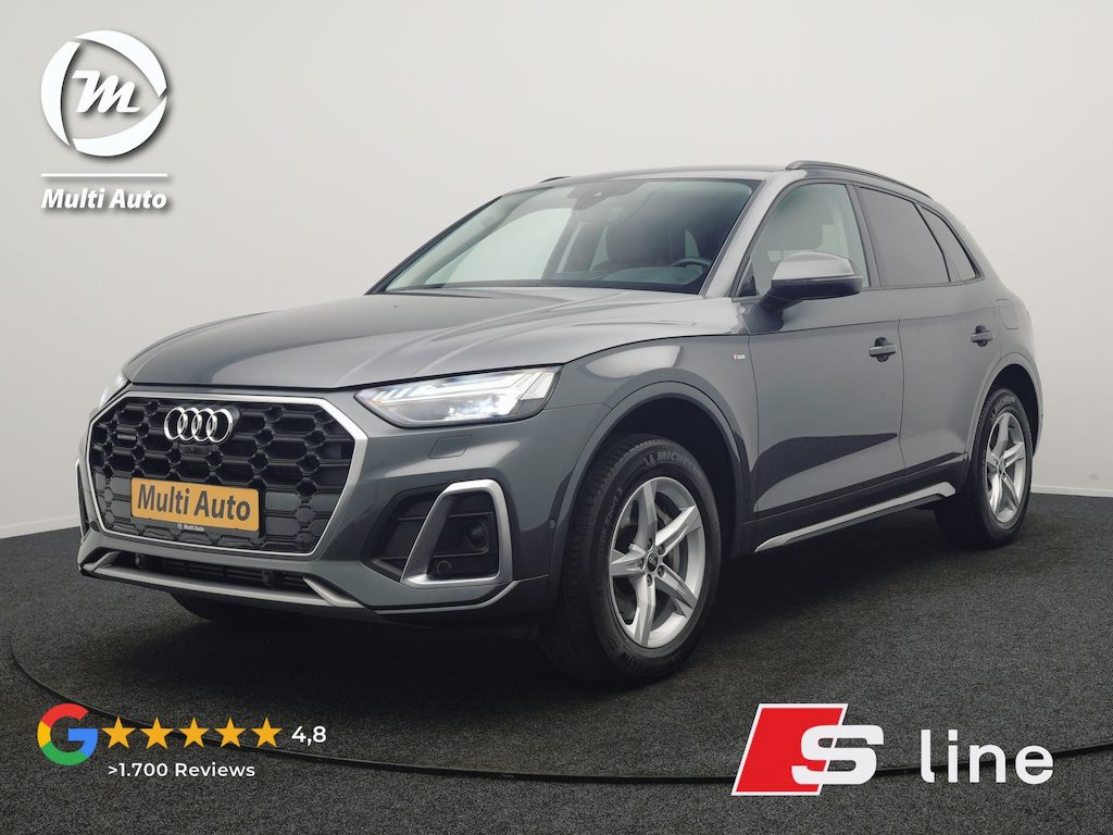 Audi Q5 55 TFSI e S Line PHEV 367pk Dealer O.H | Trekhaak Af Fabriek | Adaptive Cruise | 360 Camera | Bang & Olufsen | Matrix LED | Lederen Sportstoelen Memory & Verwarmd | Apple Carplay | Keyless | Stuurverwarming | Navigatie | Virtual |