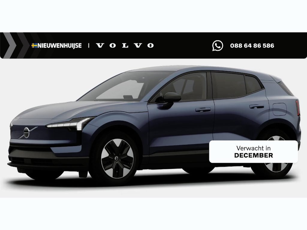 Volvo EX30 P5 Long Range Plus Europa 69 kWh | Adaptive Cruise Control | Indigo Interieur | Stoel + Stuurverwarming | elektr. stoelen | camera | Getint Glas | Harman Kardon Audio | BLIS Dodehoek Detectie |
