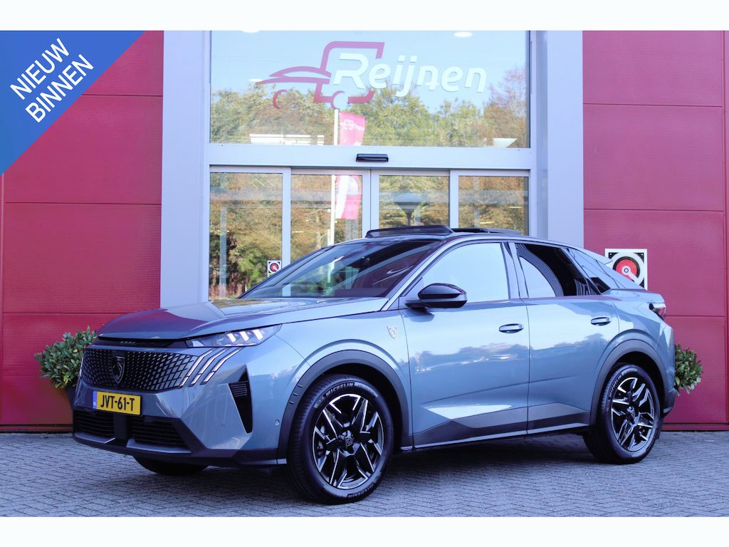 Peugeot 3008 1.2 Hybrid 145PK GT | PANORMASCH SCHUIF / KANTELDAK | | 360° VISION & DRIVE ASSIST PACK: ANTI DIEFSTAL ALARM MET SUPERVERGRENDELING/VERWARMBAAR VOLLEDEREN STUURWIEL/VISEOPARK 360° HD CAMERA'S MET PARKEERHULP VOOR, BUITENSPIEGELS MET KANTELFUNCTIE BIJ HET ACHTERUITRIJDEN/ADAPTIVE CRUISE CONTROL MET STOP & GO FUNCTIE, REAR CROSS TRAFFIC ALERT, LANE CHANGE ASSIST, DODEHOEK DETECTIE, GROOTLICHT ASSISTENT | PANORAMIC NAVIGATION PACK: PEUGEOT PANORAMIC i-COCKPIT MET GEBOGEN EN ZWEVEND HD SCHERM/PEUGEOT 3D NAVIGATIE/SPRAAKHERKENNING/3-USB AANSLUITINGEN/DRAADLOZE TELEFOONLADER | SEAT PACK: AGR STOEL MET VERWARMBARE VOORSTOELEN | LED KOPLAMPEN | 19" LICHTMETALEN VELGEN | KEYLESS ENTRY/START | INTERIEUR VERLICHTING | GELAMINEERDE EN GELUIDDEMPENDE GETINTE VOORRUIT | DRAADLOZE APPLE CARPLAY/ANDROID AUTO |