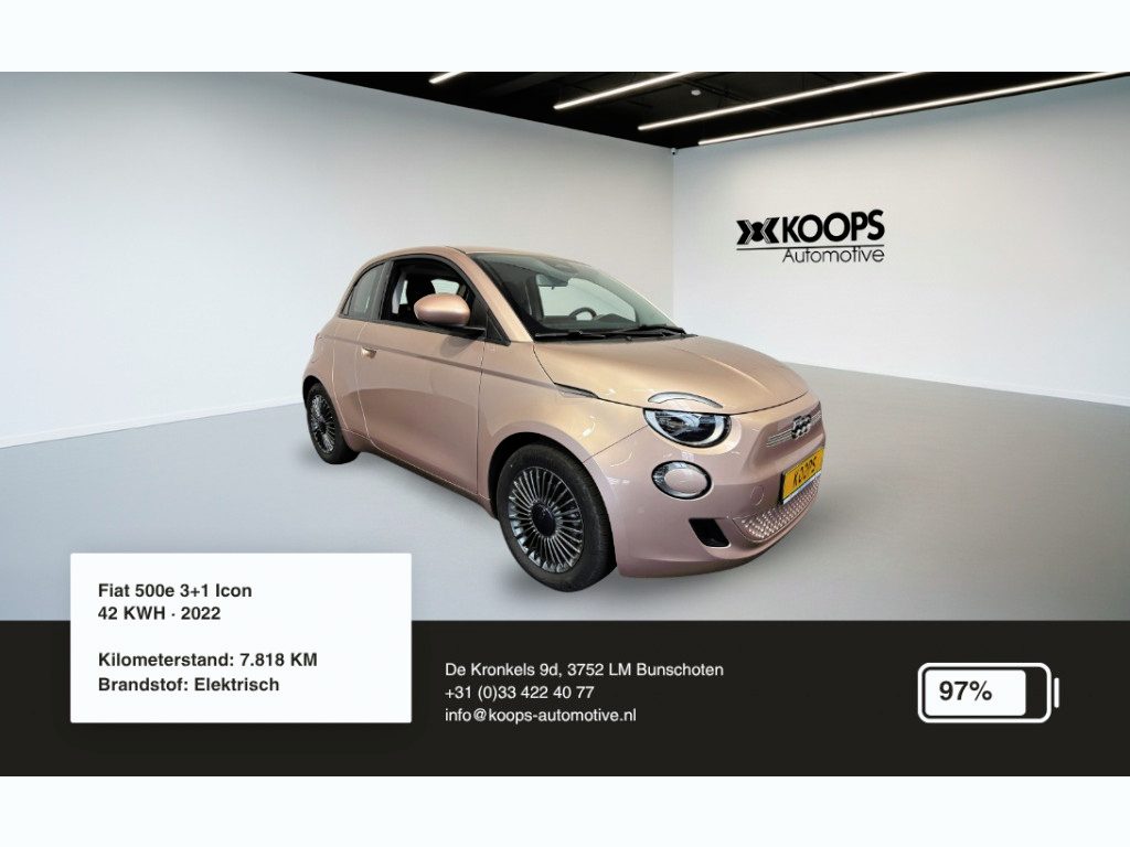 Fiat 500e Icon 3+1 42KWH SOH 97% | Carplay | Cruise Control | Lane assist