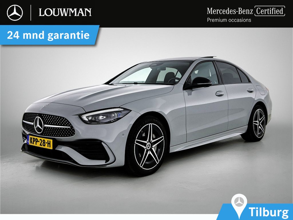 Mercedes-Benz C-klasse 300 e Business Solution AMG AMG Line l Panoramadak l Burmester l Digital Light l Apple Carplay l Nightpakket l 360°-camera l Trekhaak | Inclusief 24 maanden MB Certified garantie voor Europa.