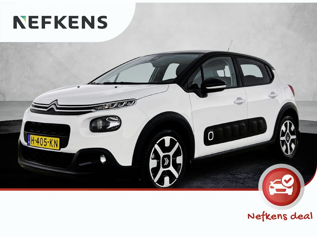 Citroën C3 Shine 82pk | Lage kilometerstand | Navigatie via Apple Carplay / Android Auto | Achteruitrijcamera | Climate Control | Cruise Control | Parkeersensoren | Bluetooth | Elektrisch inklapbare spiegels | Afwijkende dakkleur | Multifunctioneel lederen stuurwiel | Automatisch dimlicht | Regensensor | Donker getint glas | 17" lichtmetalen velgen |