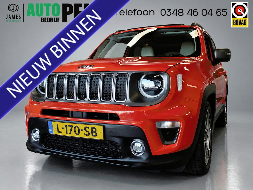Jeep Renegade 1.3T DDCT Limited Automaat 150pk!!, Navigatie, Achteruitrijcamera, Clima controle, Cruise controle, Elek stoel, Stoel verwarming, Lederen bekleding, Panoramadak/Schuifdak, Xenon, Pdc V/A, Full options, 45.000km, Nederlandse aut Bovag afleverpakket 695,-