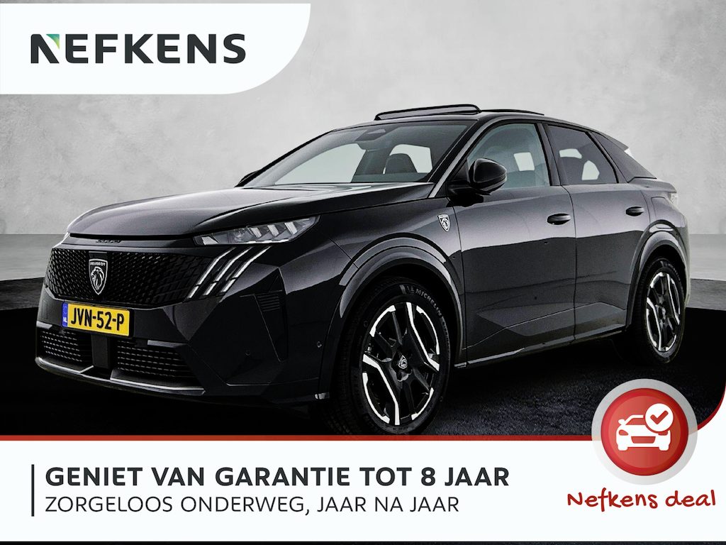 Peugeot E-3008 GT Avantage 210pk 73 kWh Automaat | Tot 8 Jaar Garantie | Schuif-/kanteldak | Elektrisch Verstelb. Bestuurdersstoel | Focal-Geluidssysteem | Drive Assist Plus Pack | 3 Fase | Warmtepomp | Elektrische Klep | Matrix-LED | Stoelverwarming | Warmtepomp |