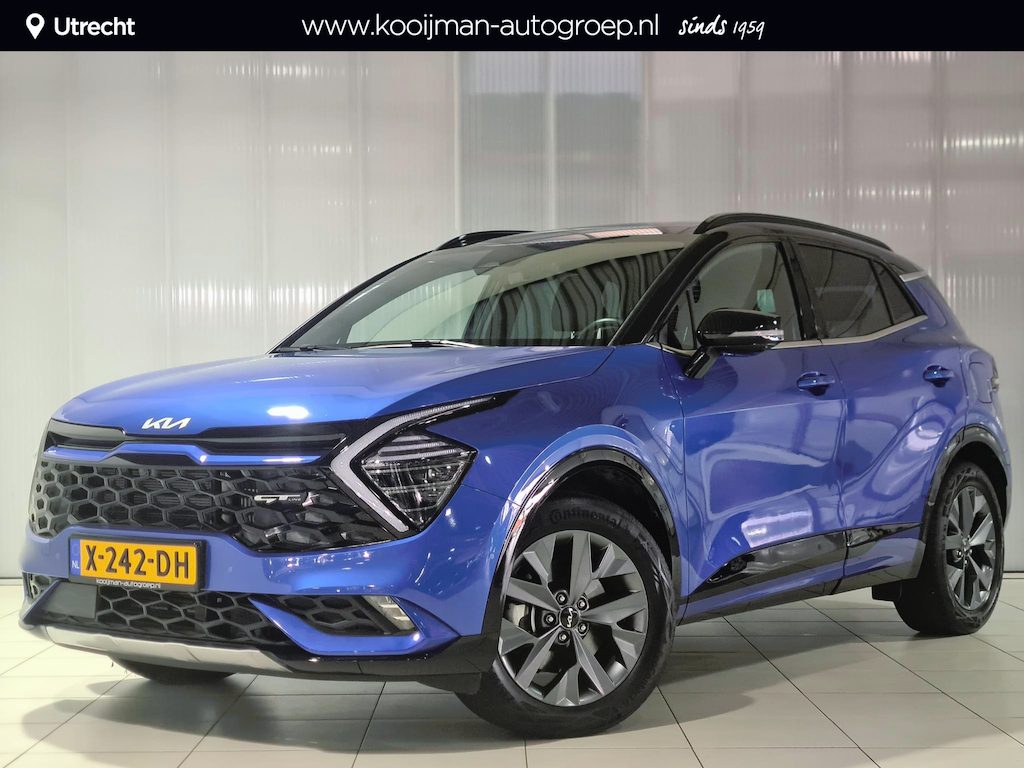 Kia Sportage 1.6 T-GDi Hybrid GT-PlusLine Super complete uitvoering met zwart dak, Elektr. Schuif/kantel dak, Stuur/Stoel ventilatie & verwarming, Harman Kardon Premium audio installatie, Elektr. stoelverstelling met geheugen, Elektr. Achterklep.