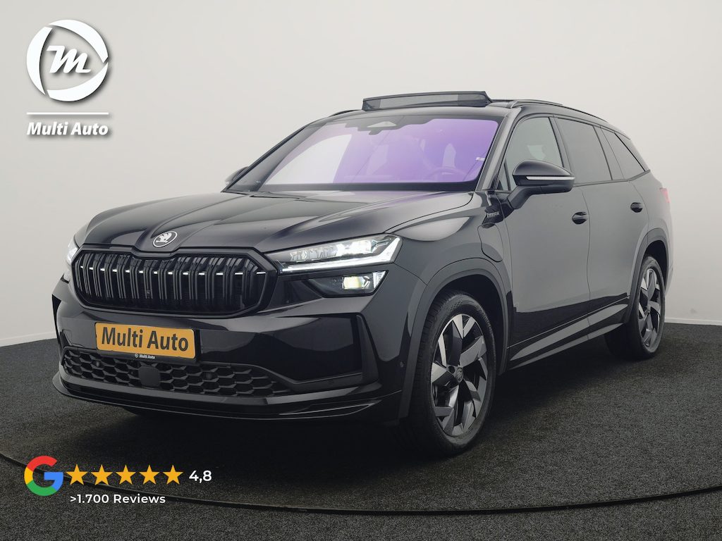 Skoda Kodiaq 1.5 TSI Sportline Business PHEV 204pk Dealer O.H | Panodak | Trekhaak Af Fabriek | Adaptive Cruise | Head Up | 360 Camera | Canton | Alcantara Sportstoelen Memory & Verwarmd | Stuur Verwarmd | Keyless | Sfeerverlichting | Apple Carplay | DAB | Navigatie | Virtual | 19"L.M | Plug In Hybrid |