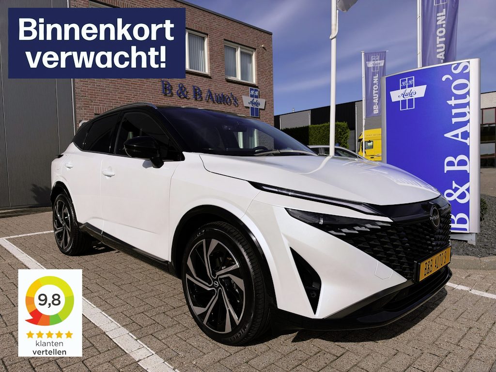 Nissan Qashqai 1.3 MHEV 158pk Automaat Tekna Plus l PANO-DAK l ACC l 360° CAMERA l 1800KG TREK.VERM l 20" VELGEN l LEDER l HUD l BLIS l 11.000km