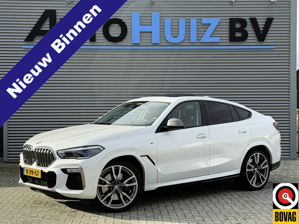 BMW X6 M50d 400 PK xDrive High Executive M Sport Trekhaak Laser licht Panoramadak Sky Lounge Achterasbesturing Stoelventilatie en Massage