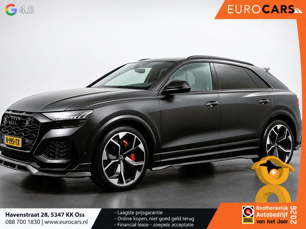 Audi RS Q8 4.0 TFSI RS Q8 Quattro 600pk! Panorama dak Navigatie B&O Akrapovic Electrische achterklep Stoelverwarming Stuurverwarming Stoelventilatie  Led Camera Climate Control Parkeer sensoren voor en achter Lichtmetalen Velgen