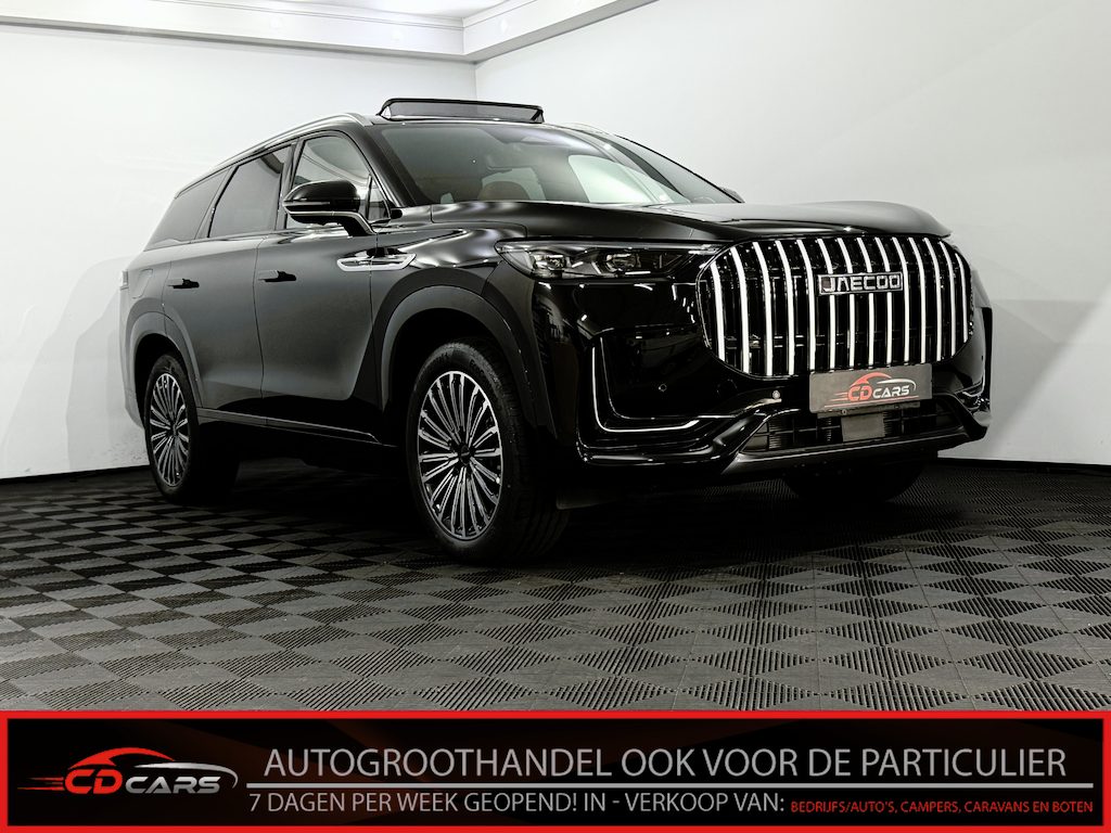 Jaecoo 8 1.5 SHS-P Exclusive 7p Plug-in 428PK Panoramadak, Brown leder, 360 Camera, Head-up display, Sony geluidsysteem, Elektrische achterklep, Cruise control adaptief, Massage stoelen, 7 jaar garantie