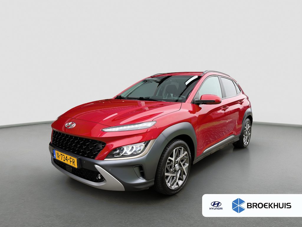 Hyundai Kona 1.6 GDI HEV 141pk Premium | Leder | Premium Audio | Trekhaak | Dodehoek detectie | Camera | Adaptive cruise controle | Elektrische stoelen | Stoelventilatie | Stoelverwarming | Stuurverwarming